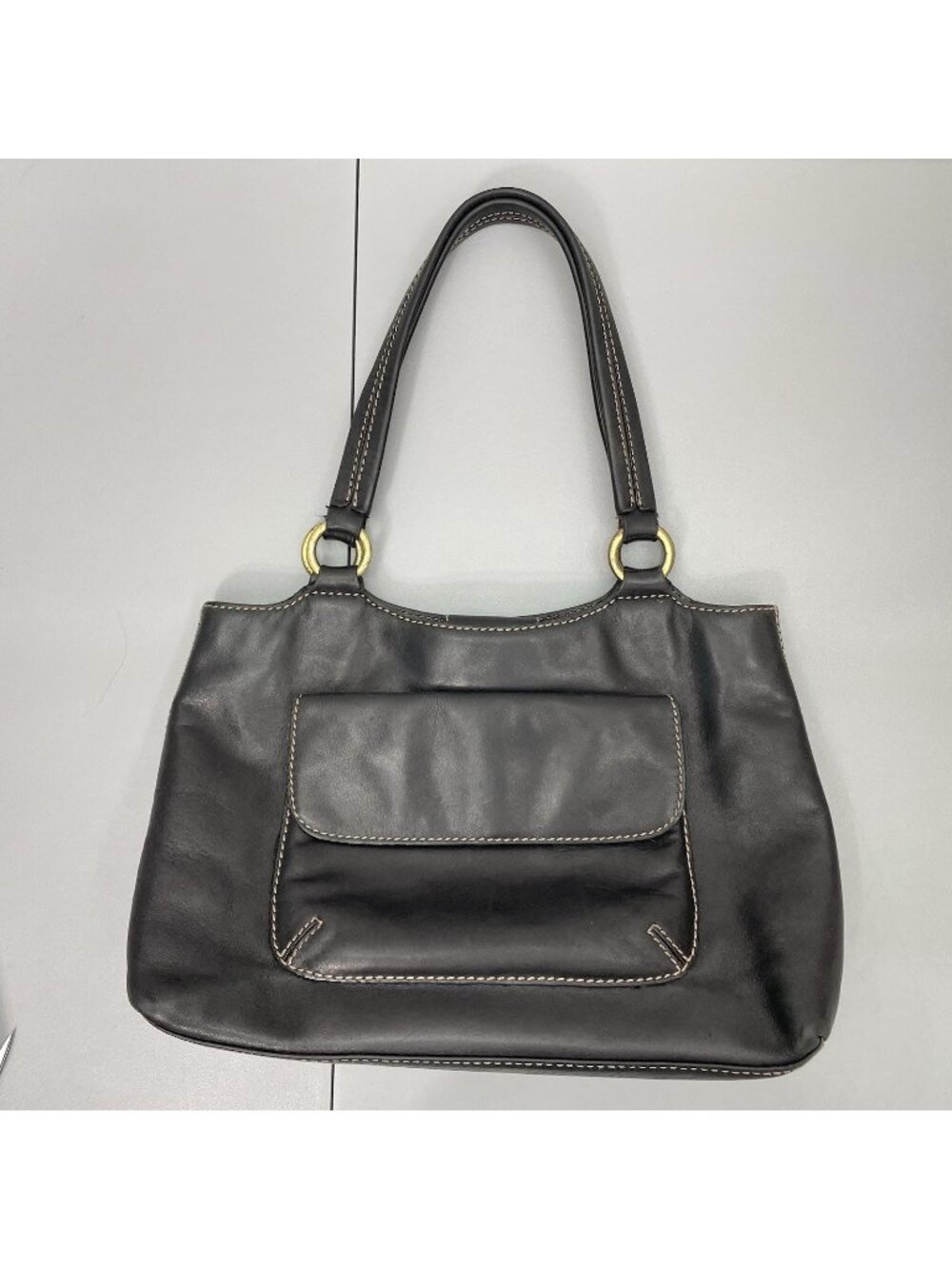 Vintage Fossil Shoulder Bag Purse Leather 75082 Black